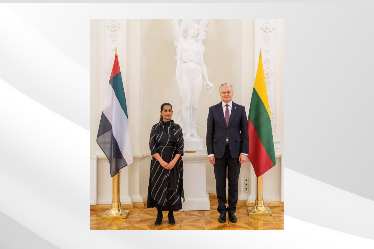 Her Excellency Noora Mohammed Juma, UAE Ambassador to the Republic of Latvia, presented her credentials as Non-Resident Ambassador of the UAE to the Republic of Lithuania, to His Excellency Gitanas Nausėda, President of Lithuania, during a ceremony held at the Presidential Palace in the capital, Vilnius.